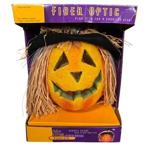 Trendmasters Hallow Scream Fiber Optic Pumpkin Jack O Lantern Spooky Retro
